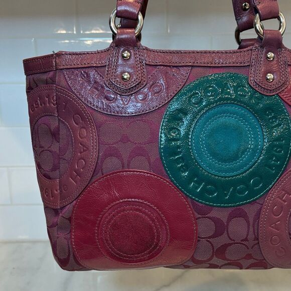 Coach Galaxy Mutlicolor Snap Head Patchwork Tote Shoulder Bag - Picture 2 of 16